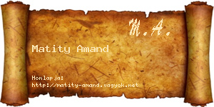 Matity Amand névjegykártya